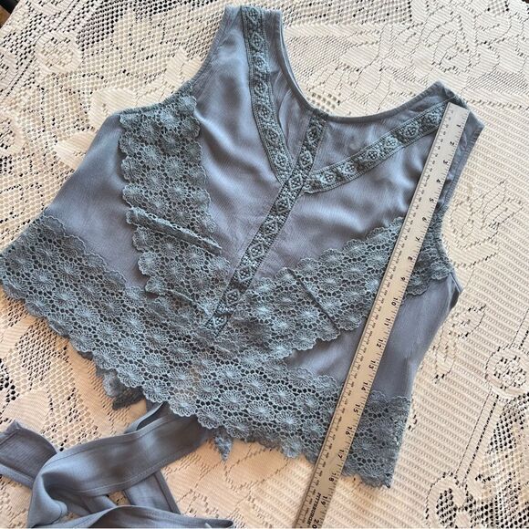 Self Esteem sage Green crochet Trimmed Top w/ cute bow behind women's XL - Picture 11 of 11